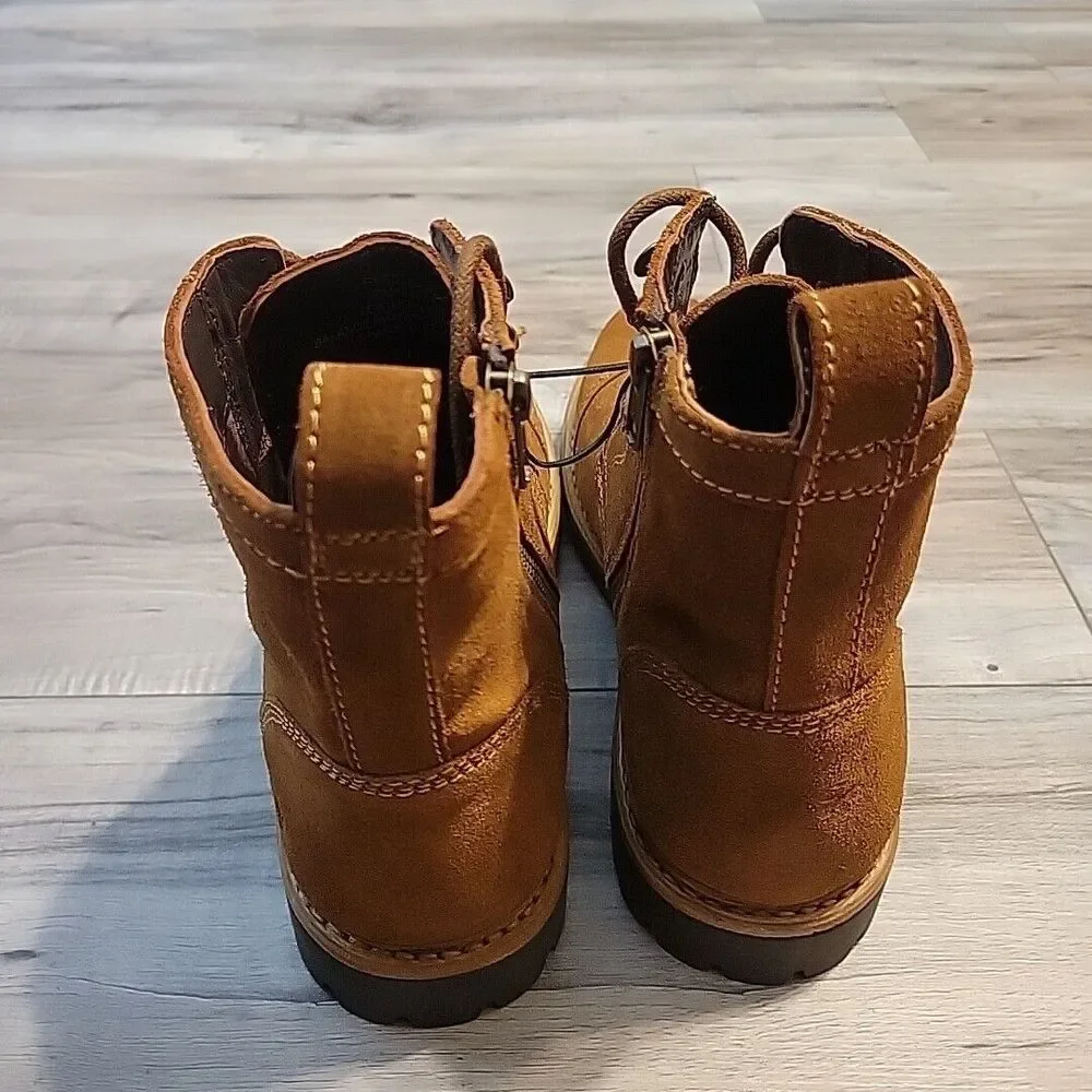 Frye Russell Boots Mens 9.5M‎ Brown Suede Leather Lace-Up Zip Side Stylish NEW
